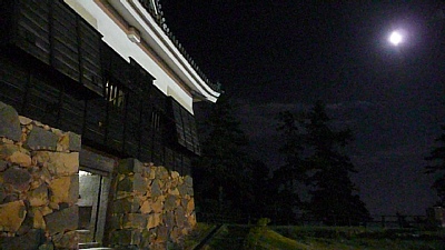 松江城と月