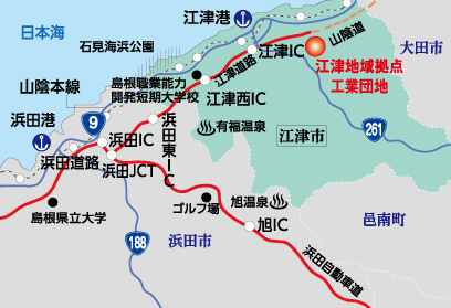 江津地域拠点工業団地位置地図