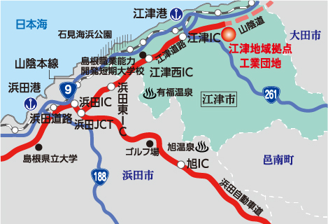 江津地域拠点工業団地位置地図