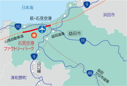 石見臨空ファクトリーパーク団地位置地図