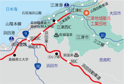 江津地域拠点工業団地位置地図