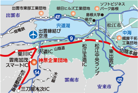 朝日ヒルズ工業団地位置地図