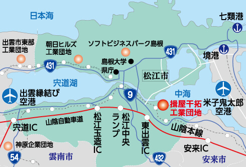 揖屋干拓工業団地位置地図