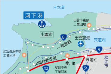 河下港臨海工業団地位置地図