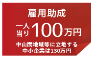 雇用補助一人当たり100万円