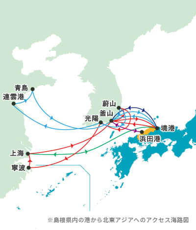 島根県への海路地図