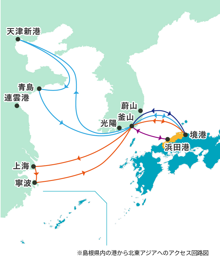 島根県への海路地図